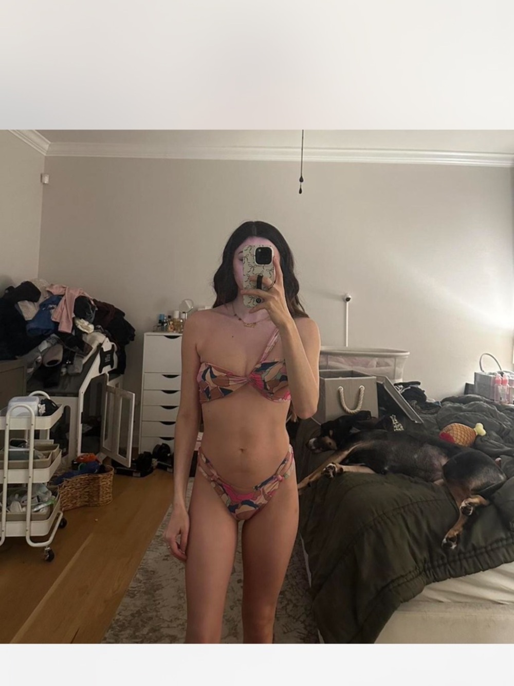 Lspace Pink Multicolor Twist-Front Bikini Set